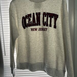 Heather gray, cotton crewneck sweatshirt ocean city New Jersey sweatshirt